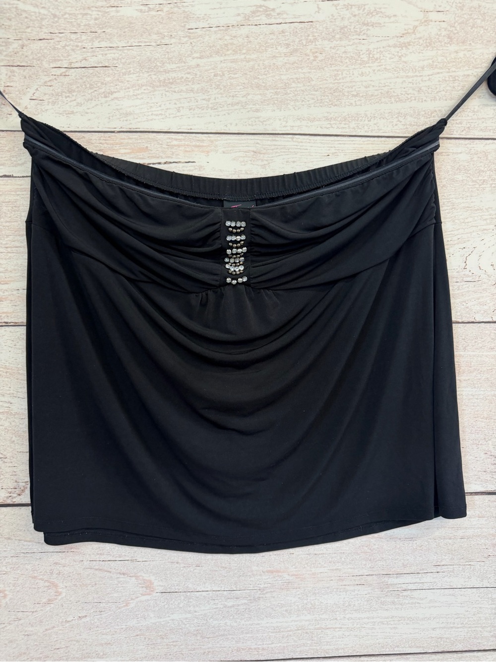 Torrid Black Draped Tube top with Rhinestone Trim